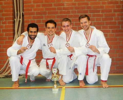 Zanshin Karate Team 2015: Mohamed ElBrolosy, Jannik Wambold, Sven Feuer und Malte Freidrich